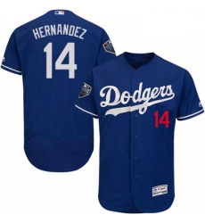 Mens Majestic Los Angeles Dodgers 14 Enrique Hernandez Royal Blue Flexbase Authentic Collection 2018 World Series Jersey