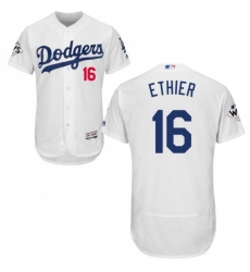 Mens Majestic Los Angeles Dodgers 16 Andre Ethier Authentic White Home 2017 World Series Bound Flex Base Jersey
