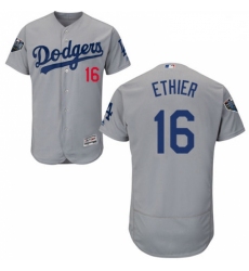 Mens Majestic Los Angeles Dodgers 16 Andre Ethier Gray Alternate Flex Base Authentic Collection 2018 World Series Jersey