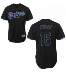 Mens Majestic Los Angeles Dodgers 16 Andre Ethier Replica Black Fashion MLB Jersey