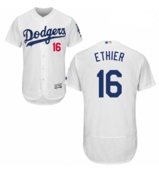 Mens Majestic Los Angeles Dodgers 16 Andre Ethier White Home Flex Base Authentic Collection MLB Jersey