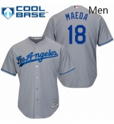 Mens Majestic Los Angeles Dodgers 18 Kenta Maeda Replica Grey Road Cool Base MLB Jersey