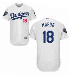 Mens Majestic Los Angeles Dodgers 18 Kenta Maeda White Home Flex Base Authentic Collection 2018 World Series Jersey