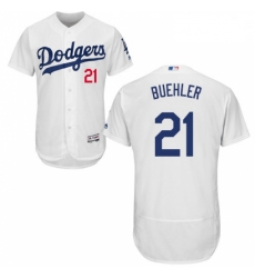 Mens Majestic Los Angeles Dodgers 21 Walker Buehler White Home Flex Base Authentic Collection MLB Jersey