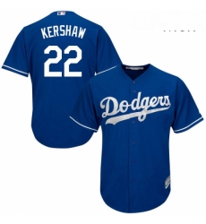 Mens Majestic Los Angeles Dodgers 22 Clayton Kershaw Authentic Royal Blue Alternate Cool Base MLB Jersey