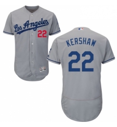Mens Majestic Los Angeles Dodgers 22 Clayton Kershaw Grey Flexbase Authentic Collection MLB Jersey