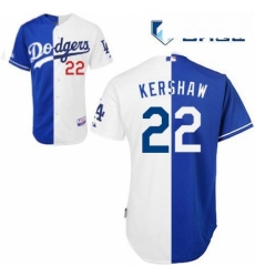 Mens Majestic Los Angeles Dodgers 22 Clayton Kershaw Replica BlueWhite Cool Base MLB Jersey