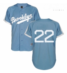 Mens Majestic Los Angeles Dodgers 22 Clayton Kershaw Replica Light Blue Cooperstown MLB Jersey