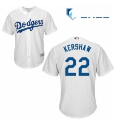 Mens Majestic Los Angeles Dodgers 22 Clayton Kershaw Replica White Home Cool Base MLB Jersey