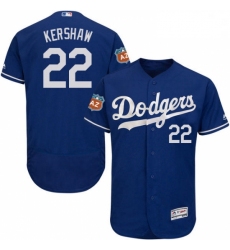 Mens Majestic Los Angeles Dodgers 22 Clayton Kershaw Royal Blue Flexbase Authentic Collection MLB Jersey