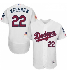 Mens Majestic Los Angeles Dodgers 22 Clayton Kershaw White Fashion Stars Stripes Flex Base MLB Jersey