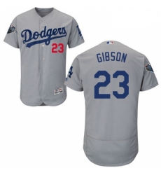 Mens Majestic Los Angeles Dodgers 23 Kirk Gibson Gray Alternate Flex Base Authentic Collection 2018 World Series Jersey 