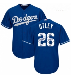 Mens Majestic Los Angeles Dodgers 26 Chase Utley Authentic Royal Blue Team Logo Fashion Cool Base MLB Jersey