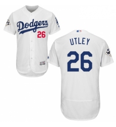 Mens Majestic Los Angeles Dodgers 26 Chase Utley Authentic White Home 2017 World Series Bound Flex Base Jersey