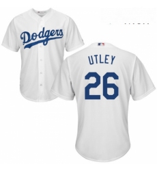 Mens Majestic Los Angeles Dodgers 26 Chase Utley Replica White Home Cool Base MLB Jersey