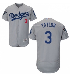Mens Majestic Los Angeles Dodgers 3 Chris Taylor Gray Alternate Flex Base Authentic Collection 2018 World Series Jersey 