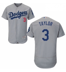 Mens Majestic Los Angeles Dodgers 3 Chris Taylor Gray Alternate Flex Base Authentic Collection MLB Jersey