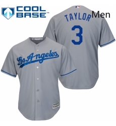 Mens Majestic Los Angeles Dodgers 3 Chris Taylor Replica Grey Road Cool Base MLB Jersey 