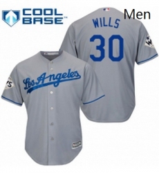 Mens Majestic Los Angeles Dodgers 30 Maury Wills Replica Grey Road 2017 World Series Bound Cool Base MLB Jersey