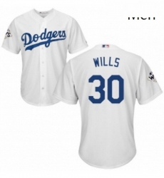 Mens Majestic Los Angeles Dodgers 30 Maury Wills Replica White Home 2017 World Series Bound Cool Base MLB Jersey