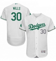 Mens Majestic Los Angeles Dodgers 30 Maury Wills White Celtic Flexbase Authentic Collection MLB Jersey