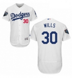 Mens Majestic Los Angeles Dodgers 30 Maury Wills White Home Flex Base Authentic Collection 2018 World Series Jersey