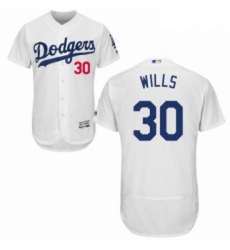 Mens Majestic Los Angeles Dodgers 30 Maury Wills White Home Flex Base Authentic Collection MLB Jersey