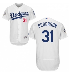 Mens Majestic Los Angeles Dodgers 31 Joc Pederson Authentic White Home 2017 World Series Bound Flex Base Jersey