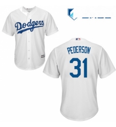Mens Majestic Los Angeles Dodgers 31 Joc Pederson Replica White Home Cool Base MLB Jersey