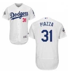 Mens Majestic Los Angeles Dodgers 31 Mike Piazza Authentic White Home 2017 World Series Bound Flex Base Jersey