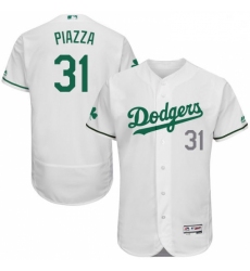 Mens Majestic Los Angeles Dodgers 31 Mike Piazza White Celtic Flexbase Authentic Collection MLB Jersey