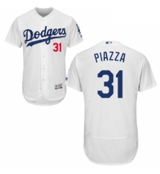 Mens Majestic Los Angeles Dodgers 31 Mike Piazza White Home Flex Base Authentic Collection MLB Jersey