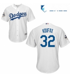 Mens Majestic Los Angeles Dodgers 32 Sandy Koufax Replica White Home 2017 World Series Bound Cool Base MLB Jersey
