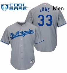 Mens Majestic Los Angeles Dodgers 33 Mark Lowe Replica Grey Road Cool Base MLB Jersey 