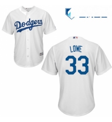 Mens Majestic Los Angeles Dodgers 33 Mark Lowe Replica White Home Cool Base MLB Jersey 