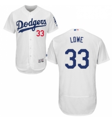 Mens Majestic Los Angeles Dodgers 33 Mark Lowe White Home Flex Base Authentic Collection MLB Jersey