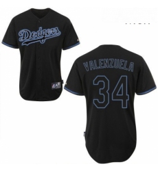 Mens Majestic Los Angeles Dodgers 34 Fernando Valenzuela Authentic Black Fashion MLB Jersey