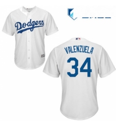 Mens Majestic Los Angeles Dodgers 34 Fernando Valenzuela Replica White Home Cool Base MLB Jersey
