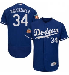 Mens Majestic Los Angeles Dodgers 34 Fernando Valenzuela Royal Blue Flexbase Authentic Collection MLB Jersey