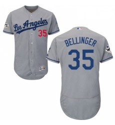 Mens Majestic Los Angeles Dodgers 35 Cody Bellinger Authentic Grey Road 2017 World Series Bound Flex Base Jersey