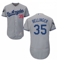 Mens Majestic Los Angeles Dodgers 35 Cody Bellinger Grey Road Flex Base Authentic Collection 2018 World Series Jersey