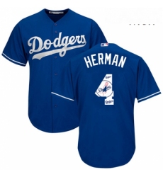 Mens Majestic Los Angeles Dodgers 4 Babe Herman Authentic Royal Blue Team Logo Fashion Cool Base MLB Jersey