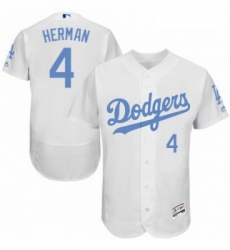 Mens Majestic Los Angeles Dodgers 4 Babe Herman Authentic White 2016 Fathers Day Fashion Flex Base MLB Jersey