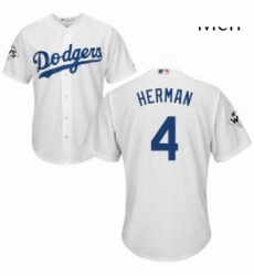 Mens Majestic Los Angeles Dodgers 4 Babe Herman Replica White Home 2017 World Series Bound Cool Base MLB Jersey