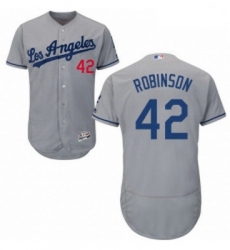 Mens Majestic Los Angeles Dodgers 42 Jackie Robinson Grey Flexbase Authentic Collection MLB Jersey