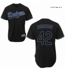 Mens Majestic Los Angeles Dodgers 42 Jackie Robinson Replica Black Fashion MLB Jersey