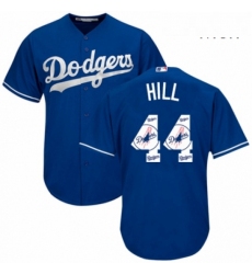 Mens Majestic Los Angeles Dodgers 44 Rich Hill Authentic Royal Blue Team Logo Fashion Cool Base MLB Jersey 