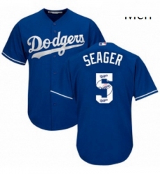 Mens Majestic Los Angeles Dodgers 5 Corey Seager Authentic Royal Blue Team Logo Fashion Cool Base MLB Jersey