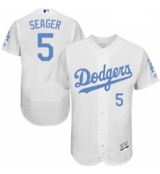 Mens Majestic Los Angeles Dodgers 5 Corey Seager Authentic White 2016 Fathers Day Fashion Flex Base Jersey 