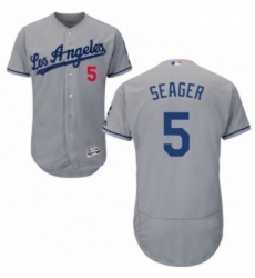 Mens Majestic Los Angeles Dodgers 5 Corey Seager Grey Flexbase Authentic Collection MLB Jersey
